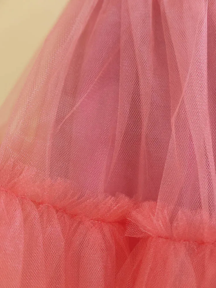 Rachel tulle midi skirt in peach
