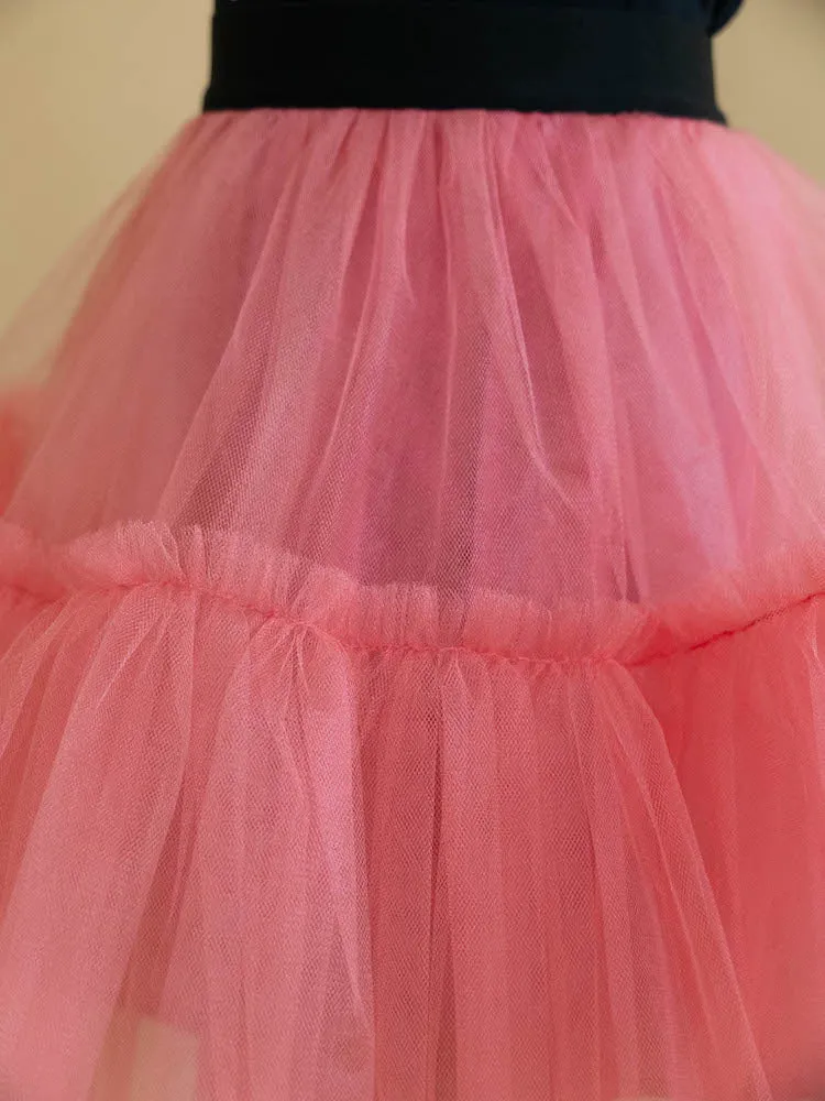 Rachel tulle midi skirt in peach