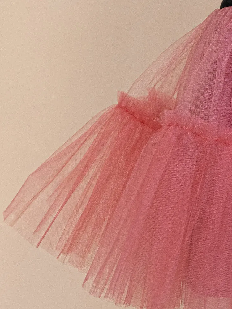 Rachel tulle midi skirt in peach
