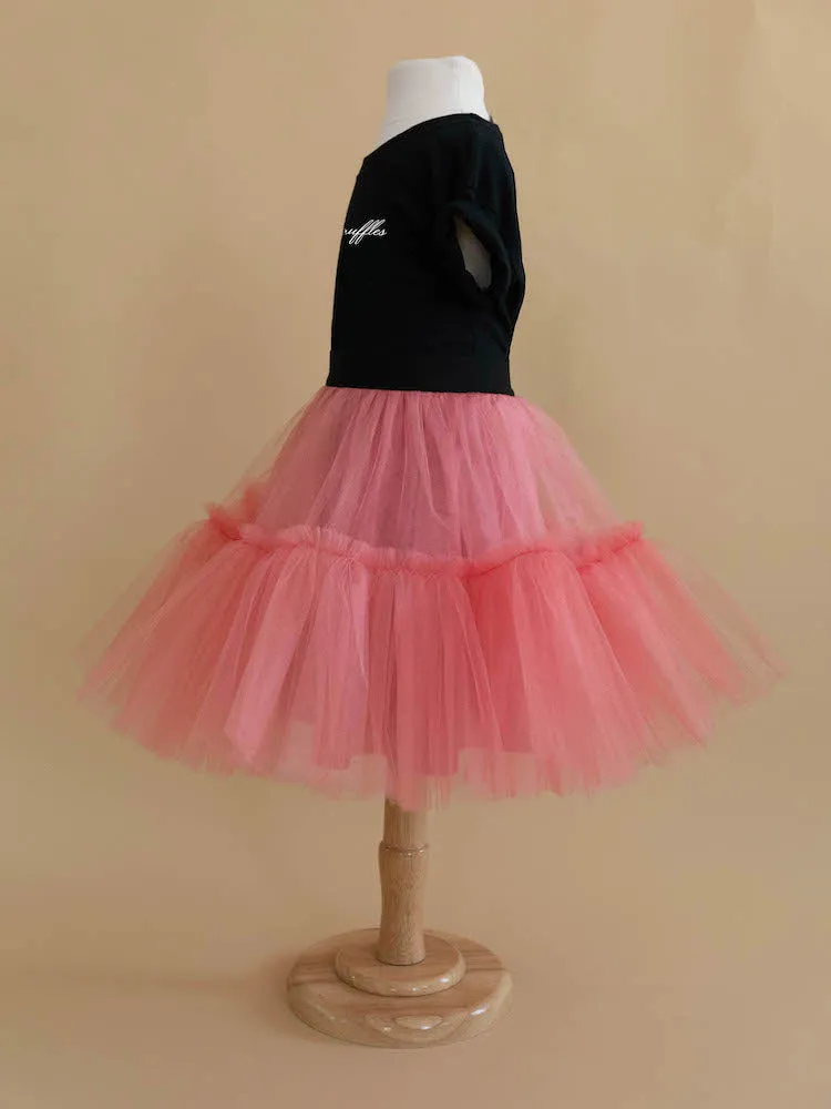 Rachel tulle midi skirt in peach