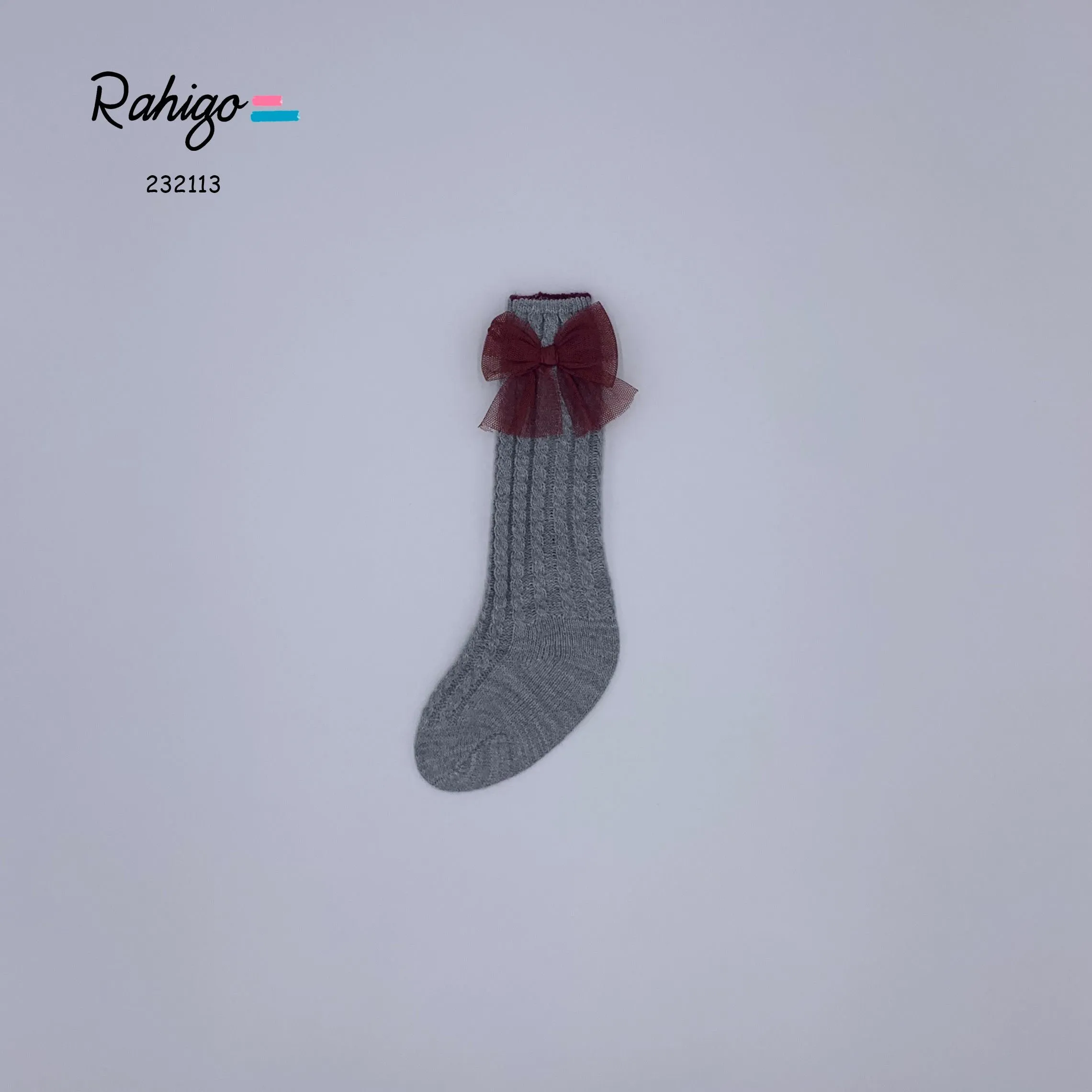 Rahigo Grey & Burgundy 3-Piece Dress, Knickers & Socks Set