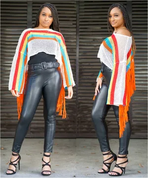 Rainbow Mesh Crochet Top
