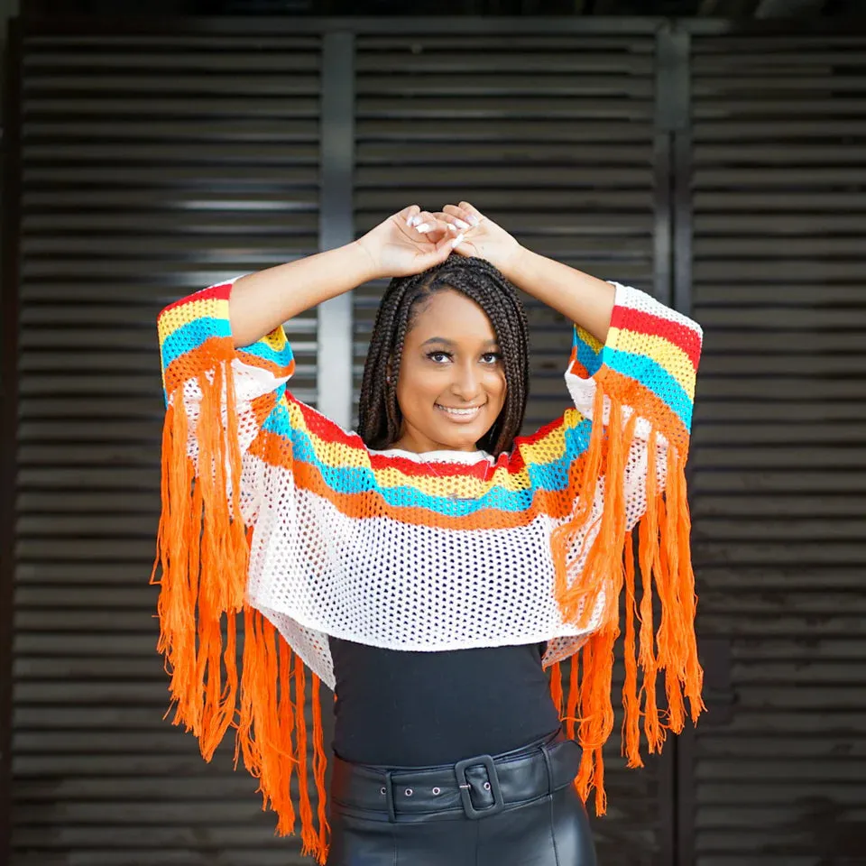 Rainbow Mesh Crochet Top