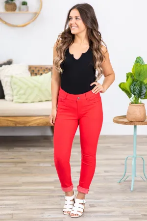 Red Skinny Fit Jeggings