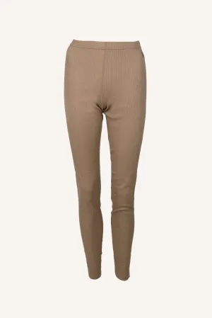 RIB MERINO PANTS, WOMEN - BEIGE