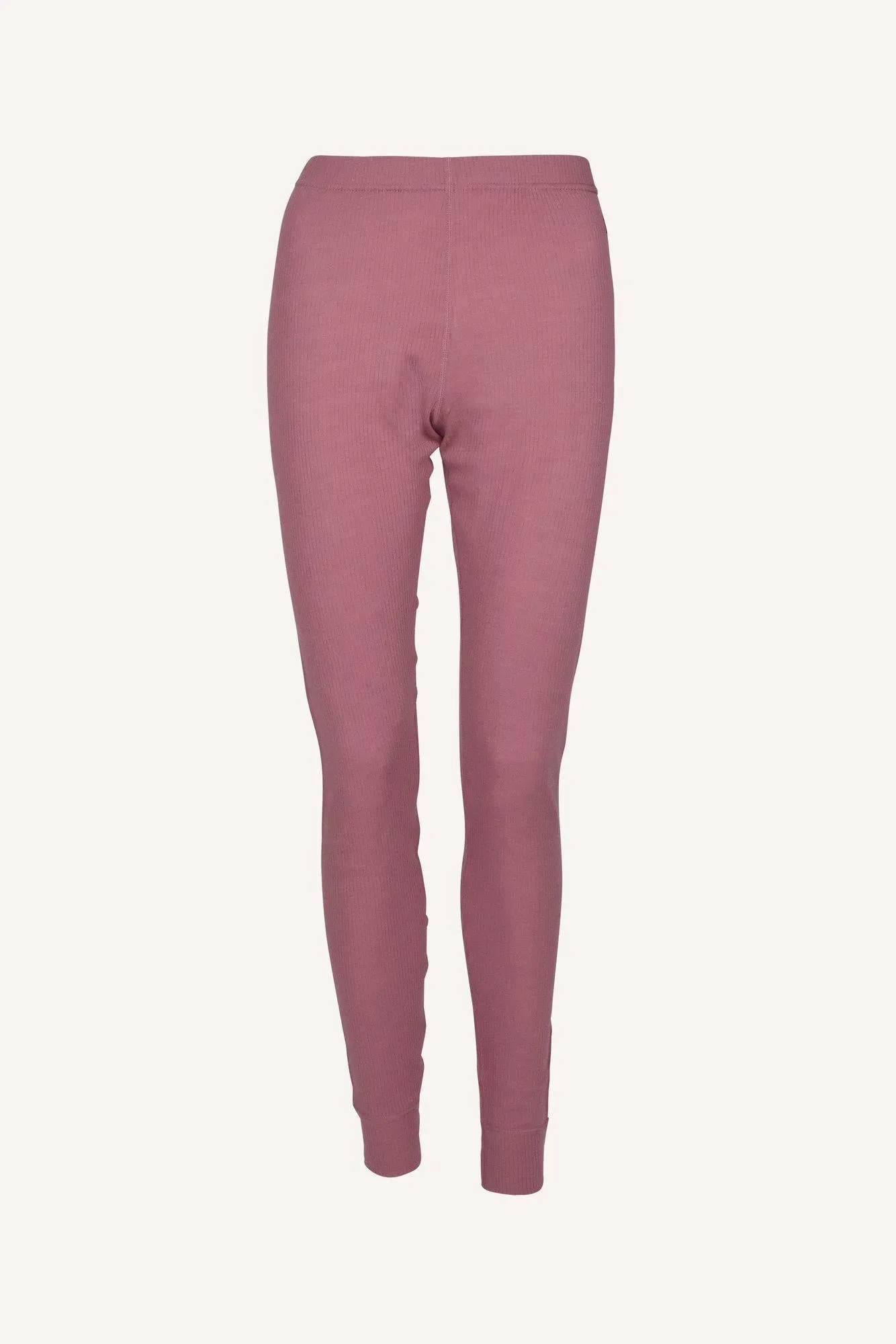 RIB MERINO PANTS, WOMEN - ROSE