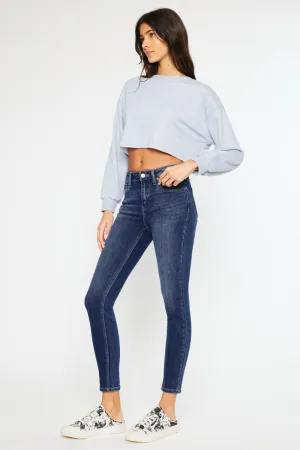 Rochelle High Rise Super Skinny Fleece Jeans - Dark Wash