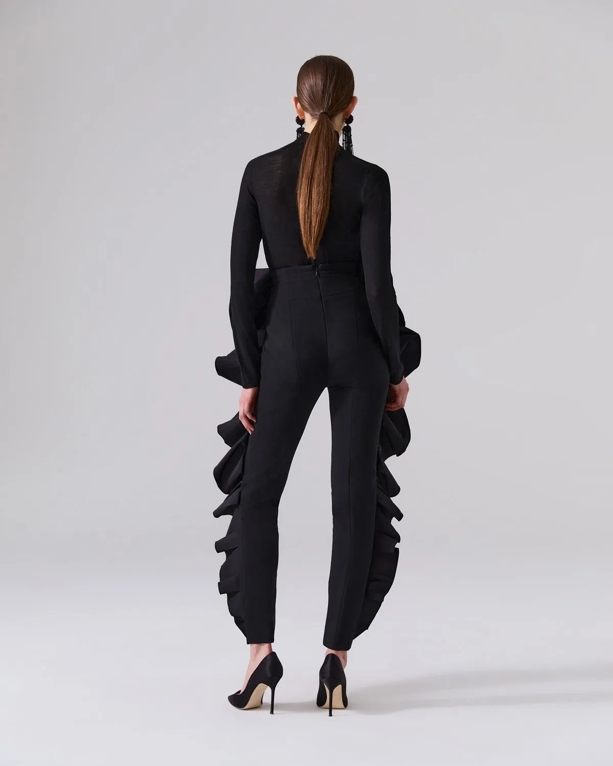 Ruffle-Embellished Skinny Pants