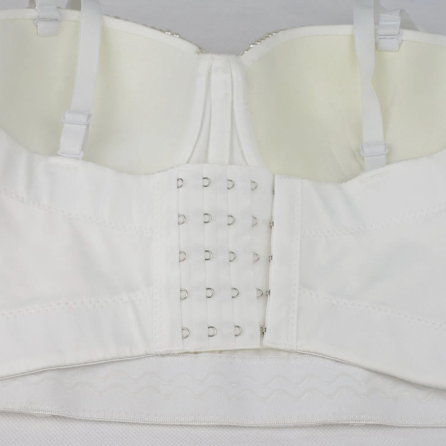 Sexy Pearls Beaded Bustier Corset Crop Top Club Party Cage Bra White