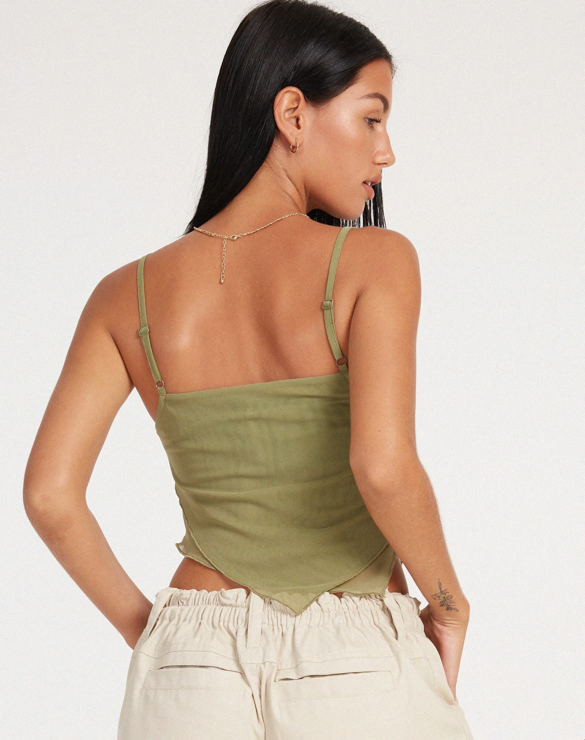 Shindu Top in Mesh Olive