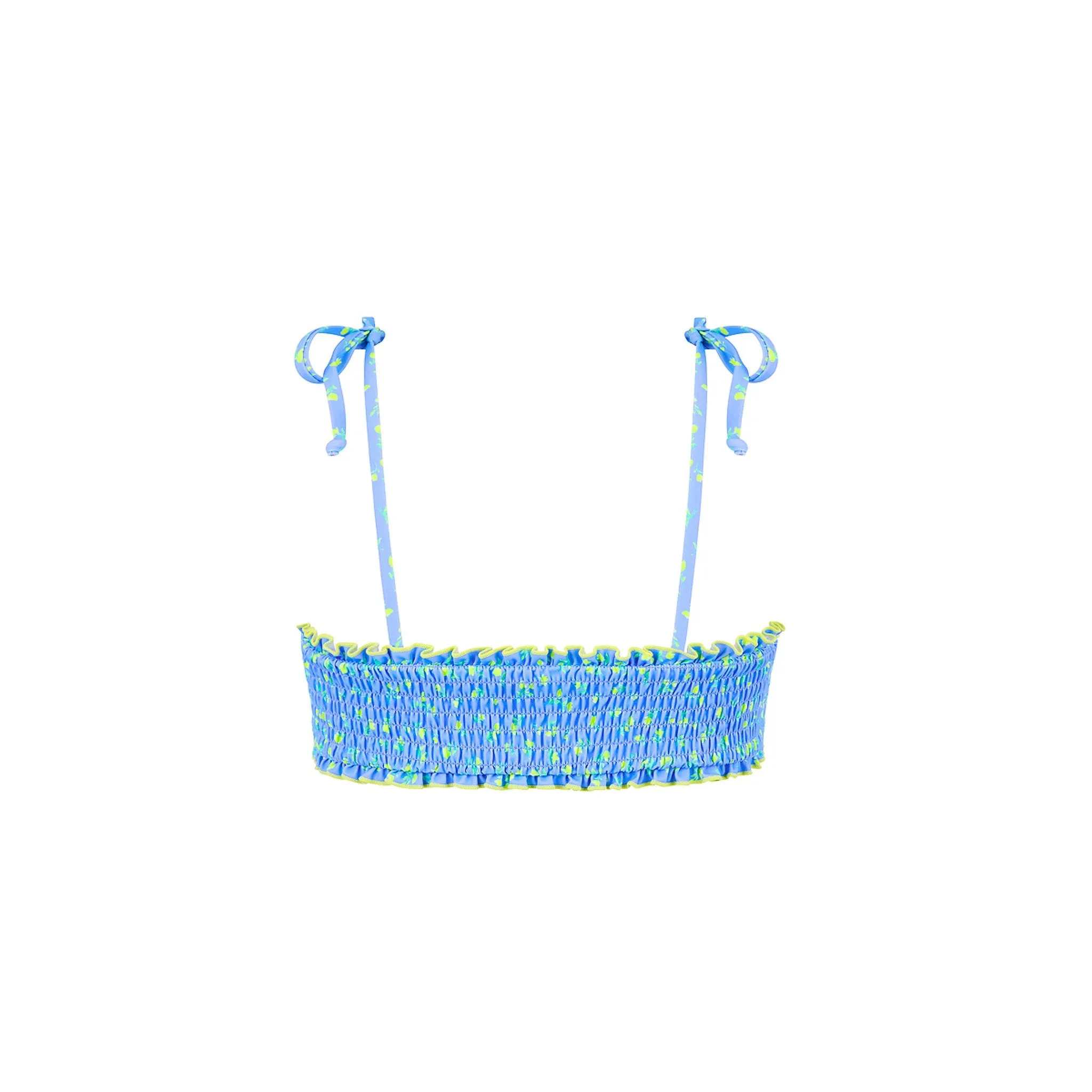 Shirred Crop Tie Bikini Top - Lemon Bloom