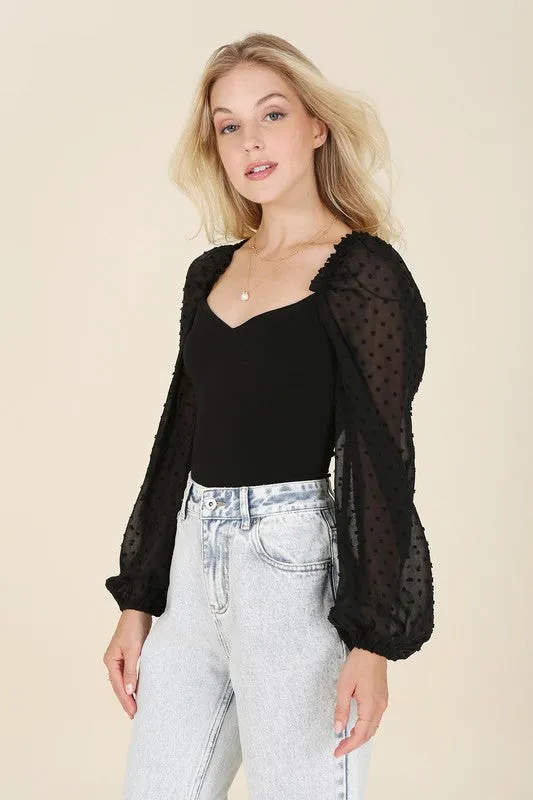 SHIRRING LONGSLEEVE BODYSUIT