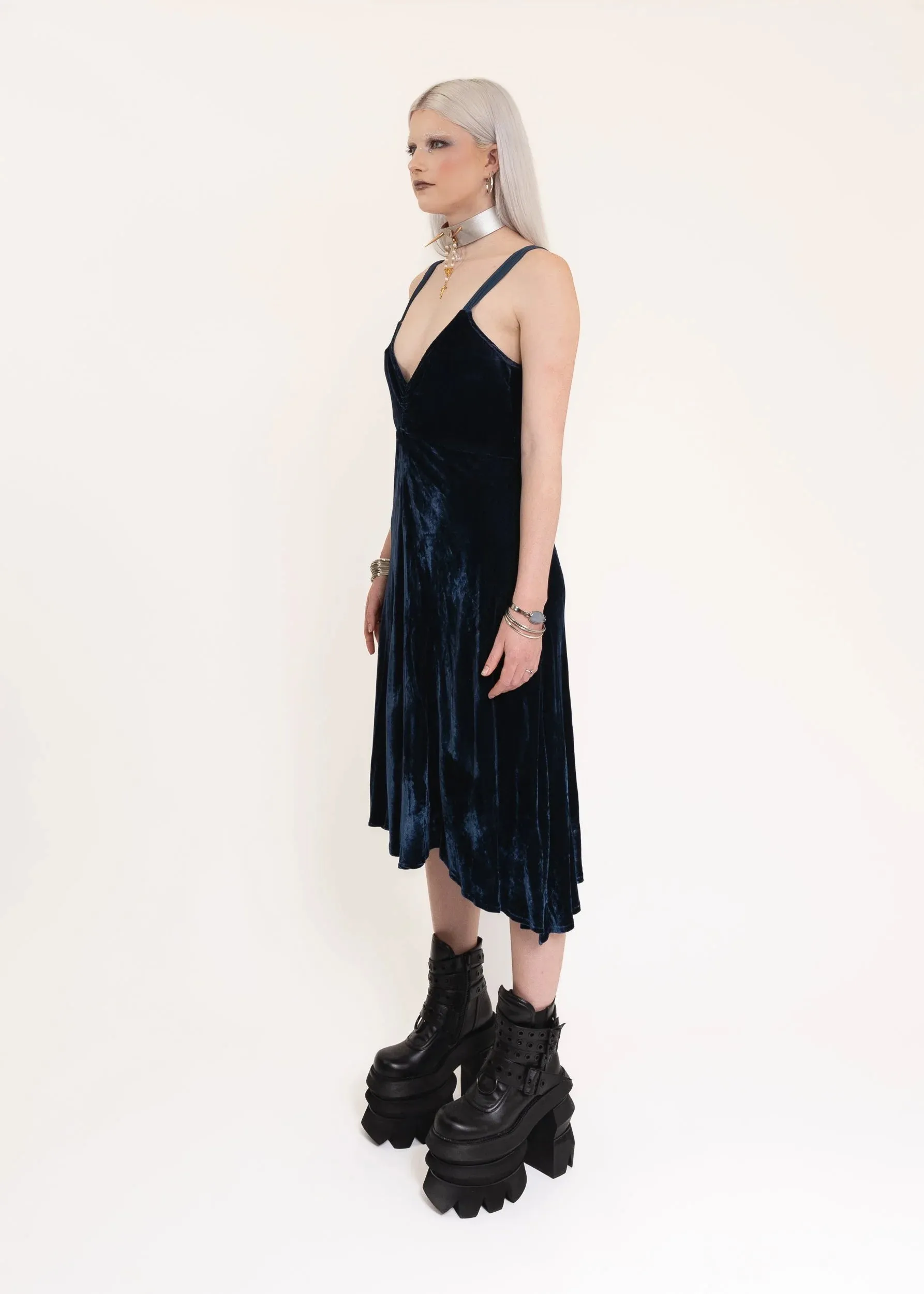 Silk velvet slip dress