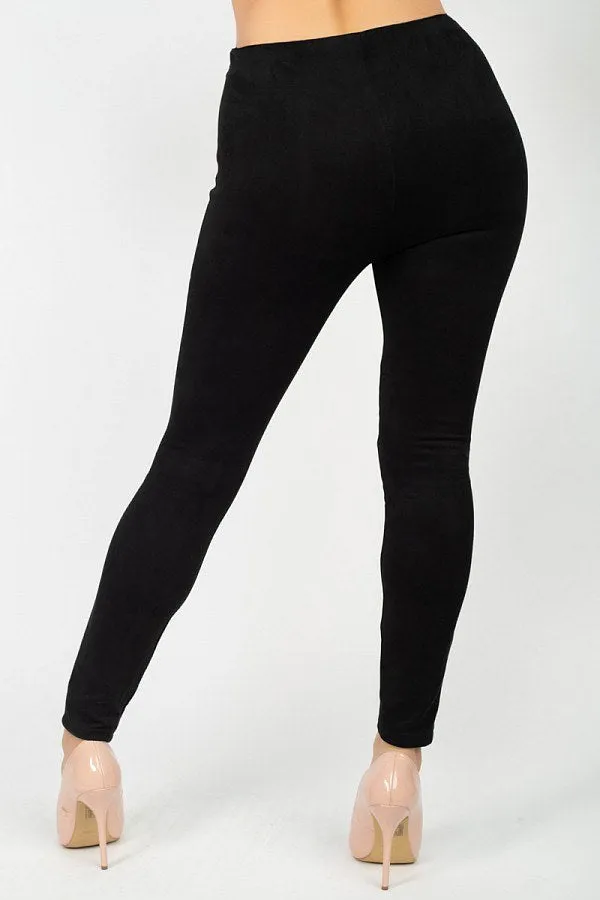 Skinny Fit Suede Pants