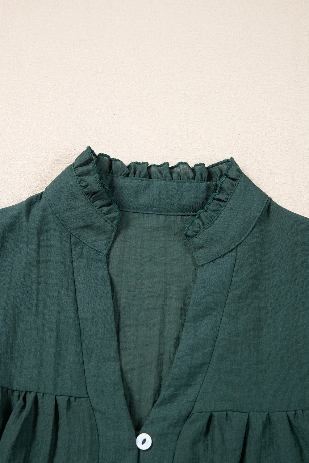 Skobeloff Frilled V Neck Ruffled Cap Sleeve Blouse