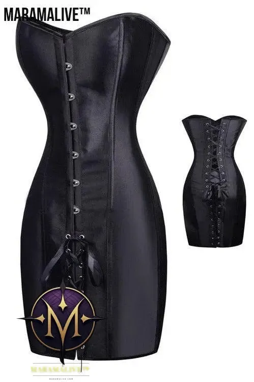 Special Long Waist Corsets and Bustiers Gothic Clothing Black Faux Leather Corset Dress Hot Spiked Waist Shaper Corset