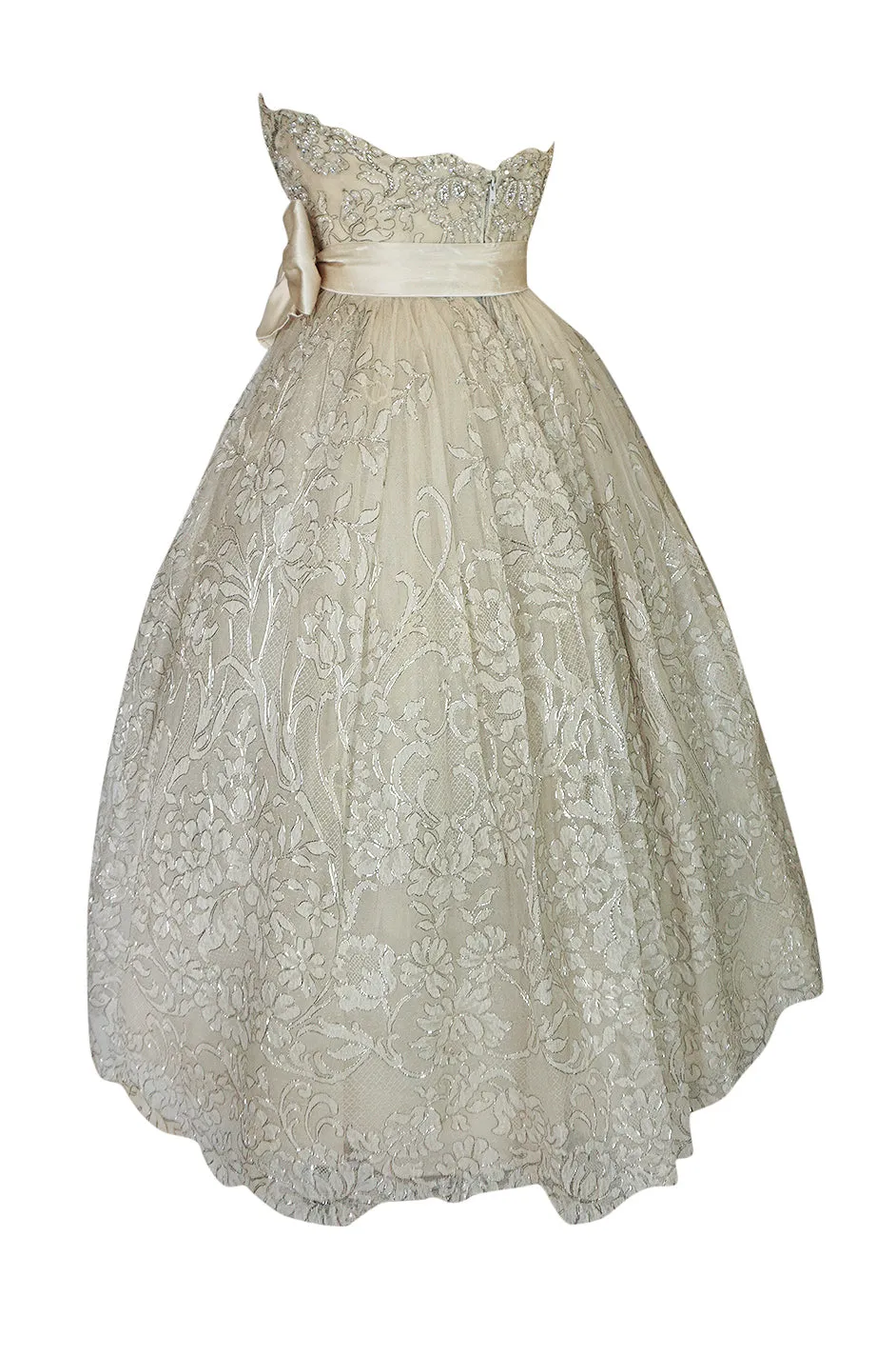 Spring 1959 Christian Dior Haute Couture Ivory & Silver Lace Dress