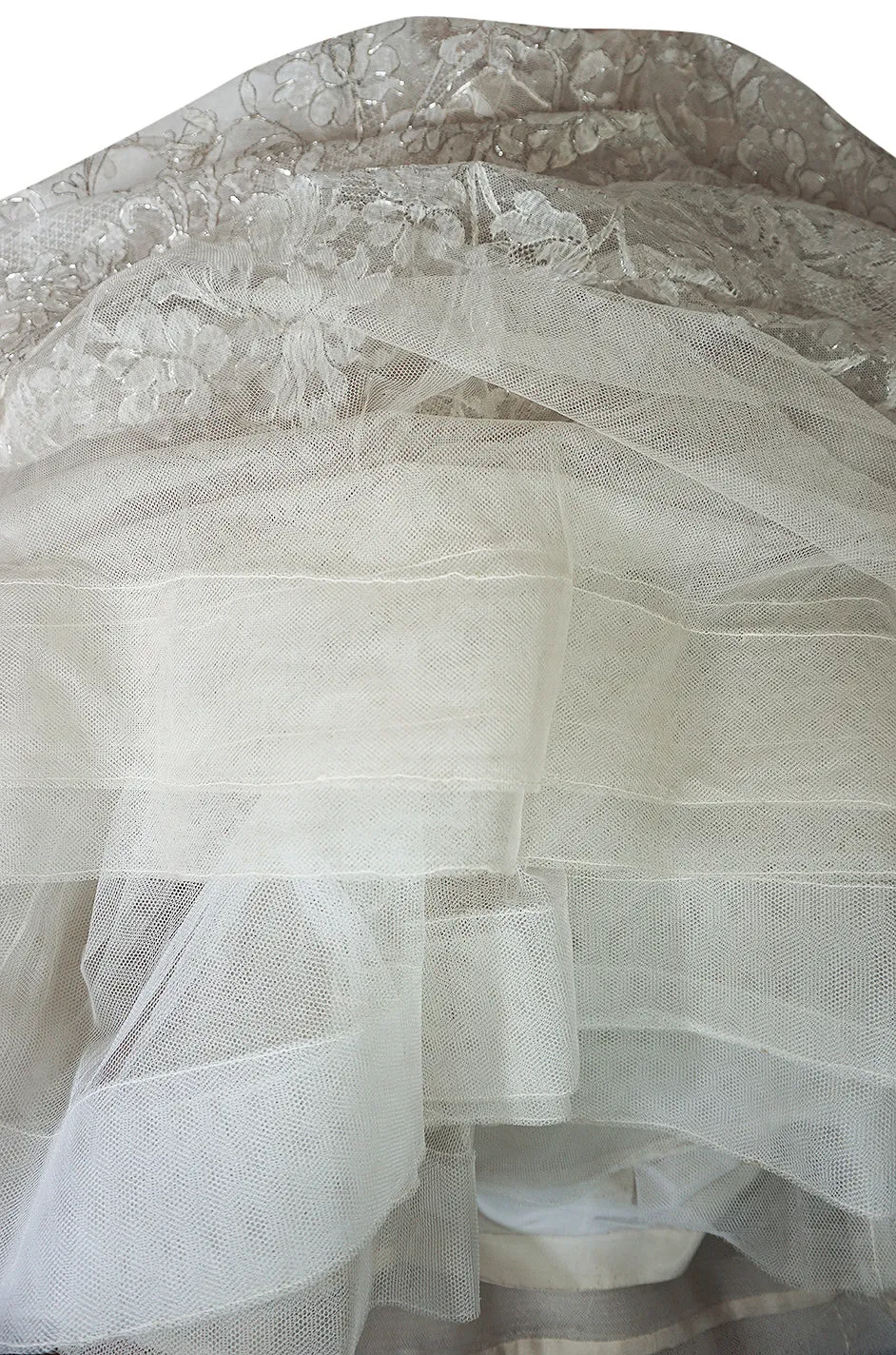 Spring 1959 Christian Dior Haute Couture Ivory & Silver Lace Dress