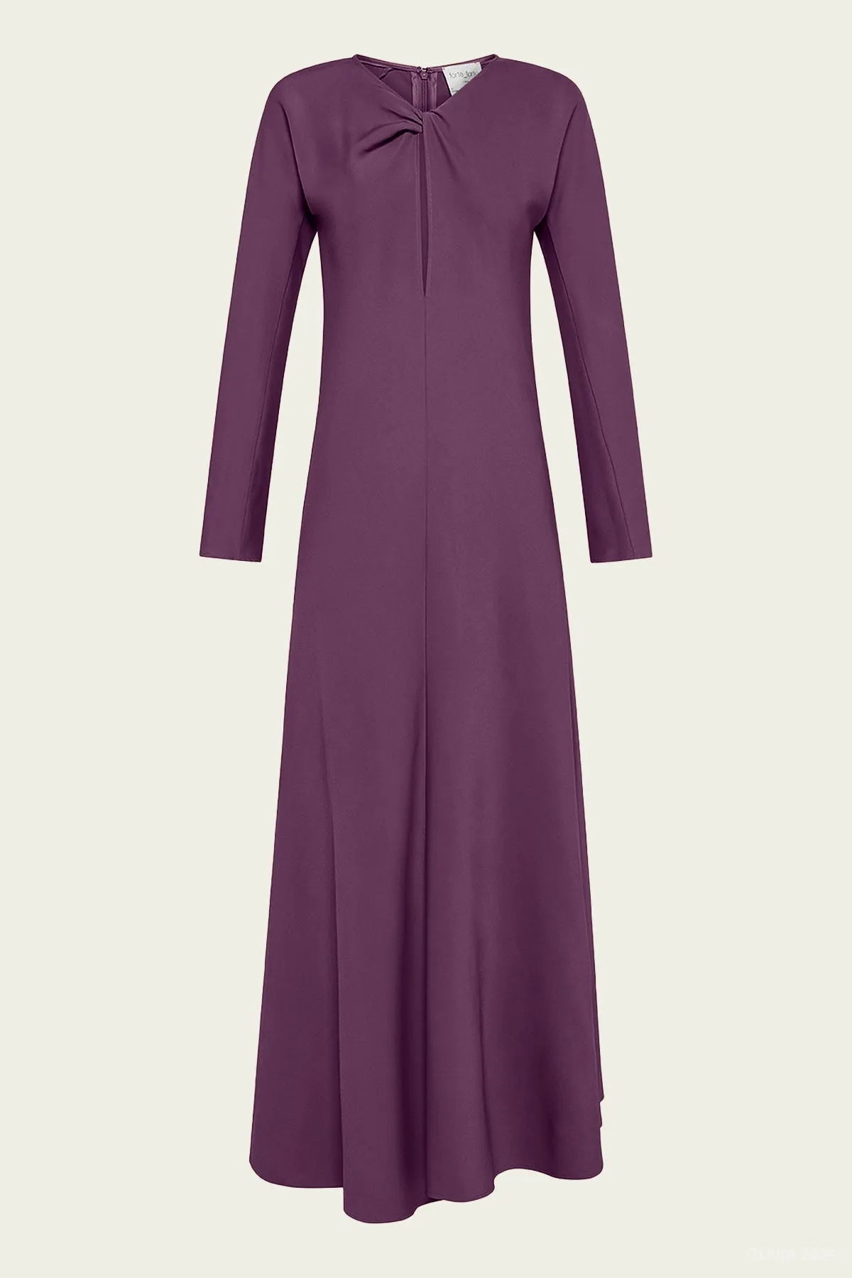 Stretch Cady Crepe Torchonne Dress in Ruby