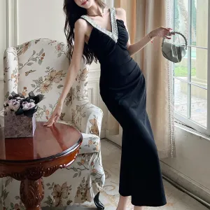 Stylish Shirred Maxi Dress for Women with Mermaid Hem