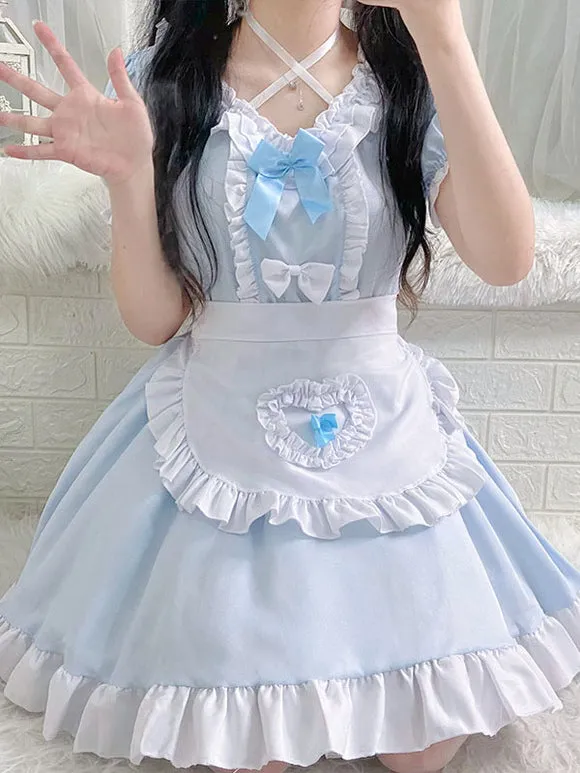 Sweet Maid Lolita Dress Polyester Short Sleeves Dress