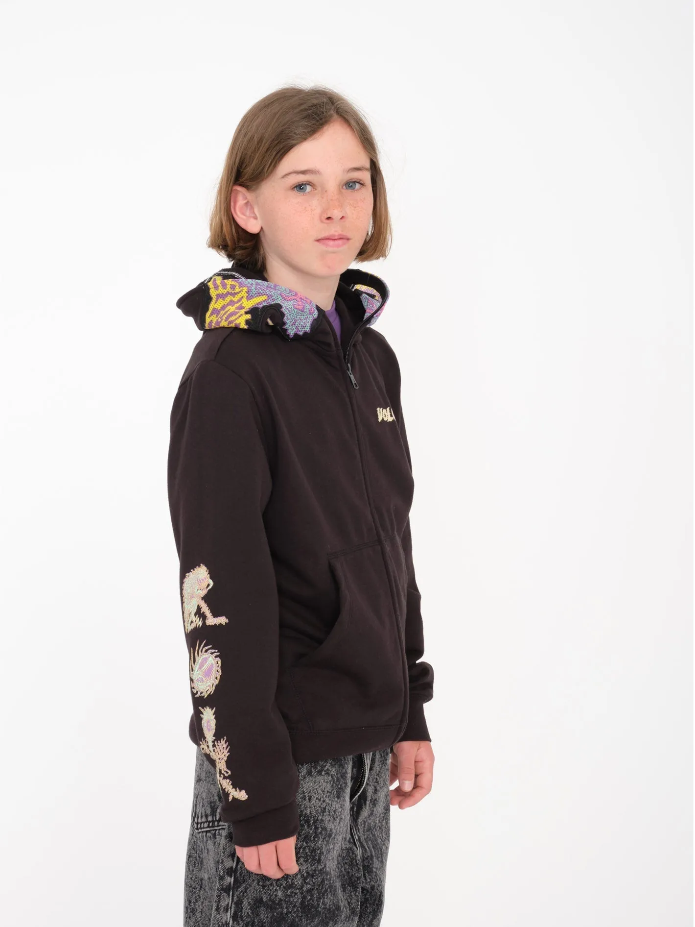 Tetsunori Full Zip Kapuzenpullover - BLACK  - (KINDER)