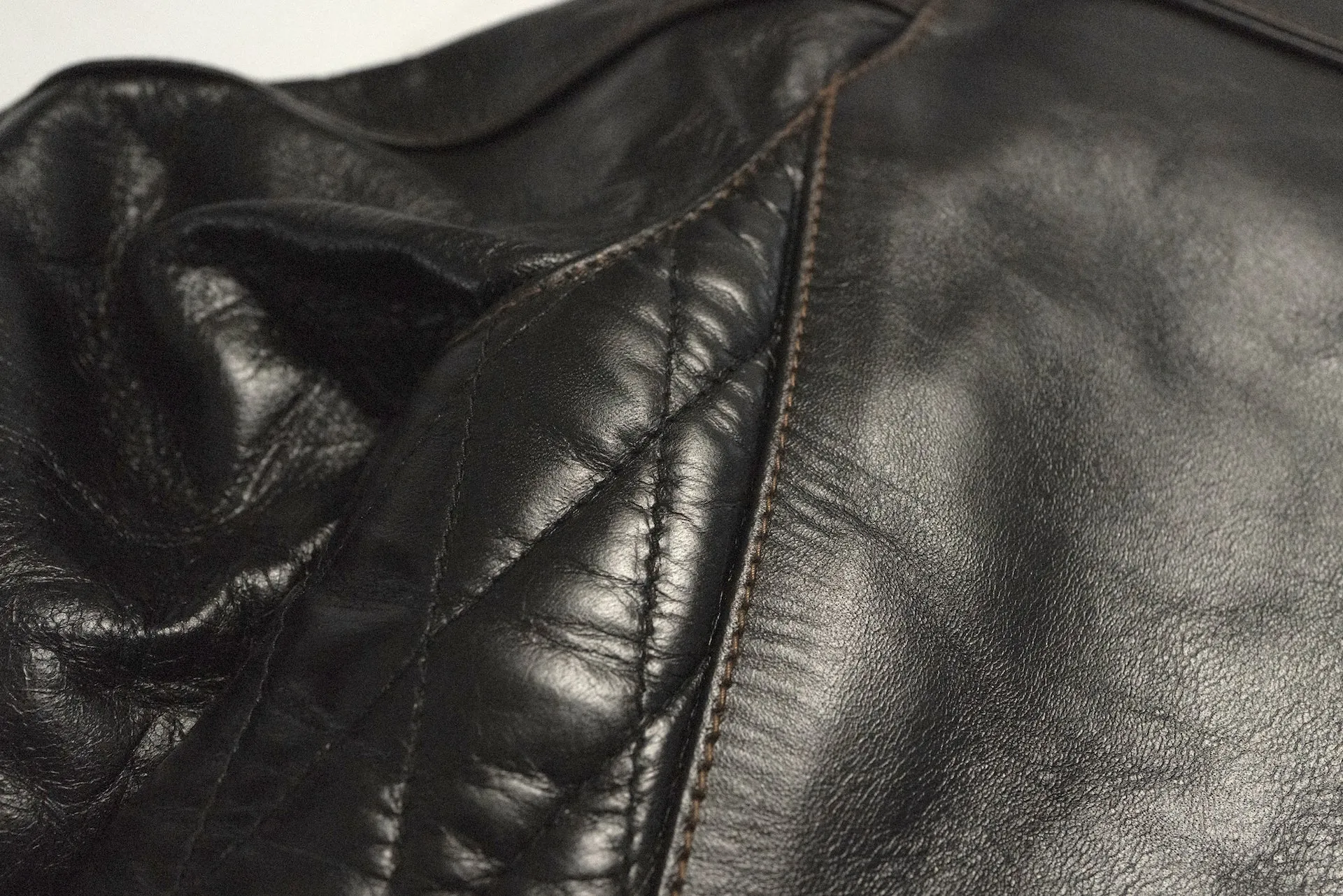 The Flat Head Horsehide Quilted Single Riders Jacket  (Black Tea-cored)