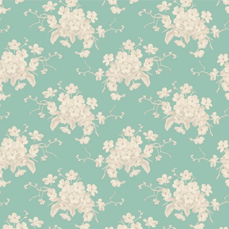 Tilda Sunday Brunch | White Flower | Teal