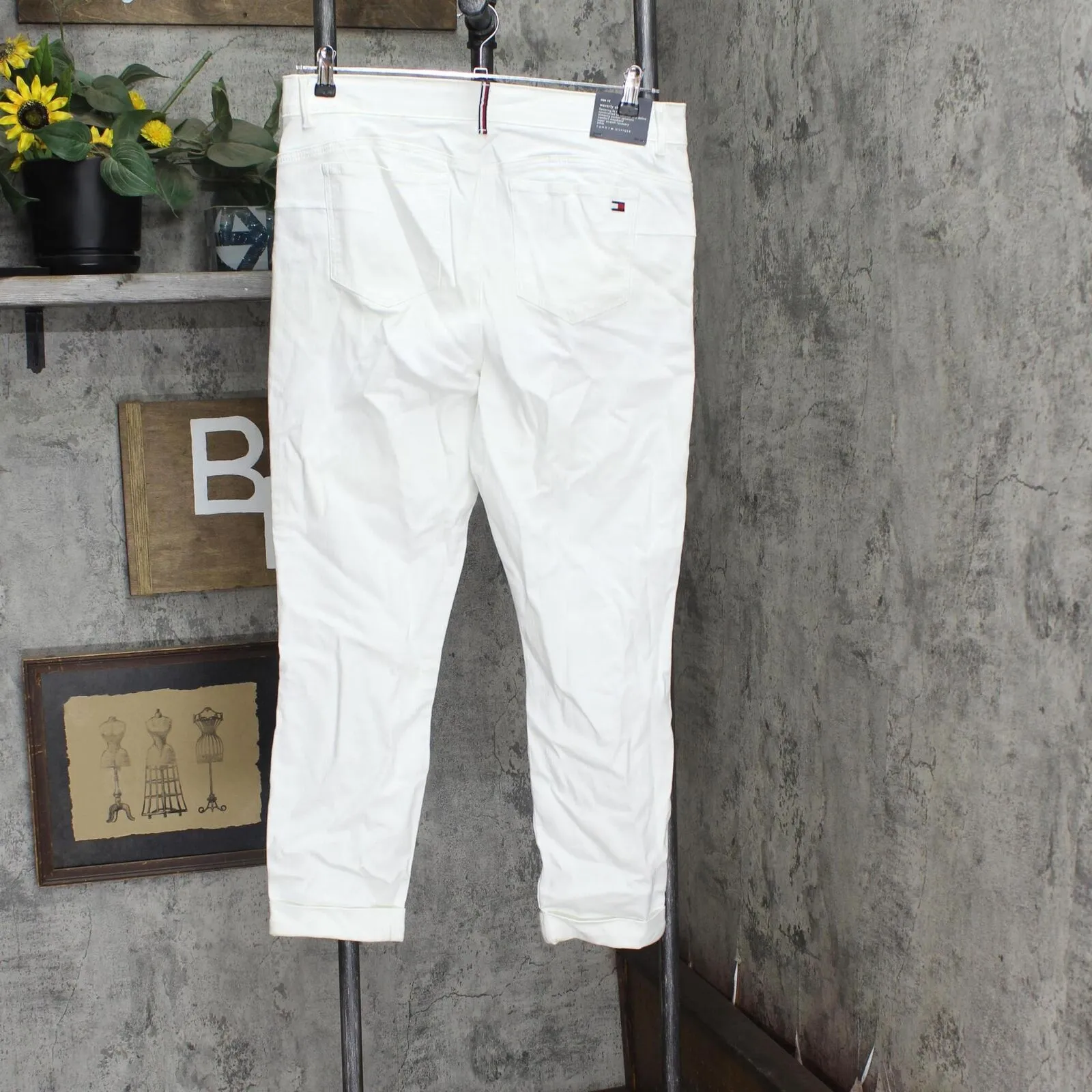 Tommy Hilfiger Women's Waverly Skinny Ankle Pants J3AK2661 Bright White 14