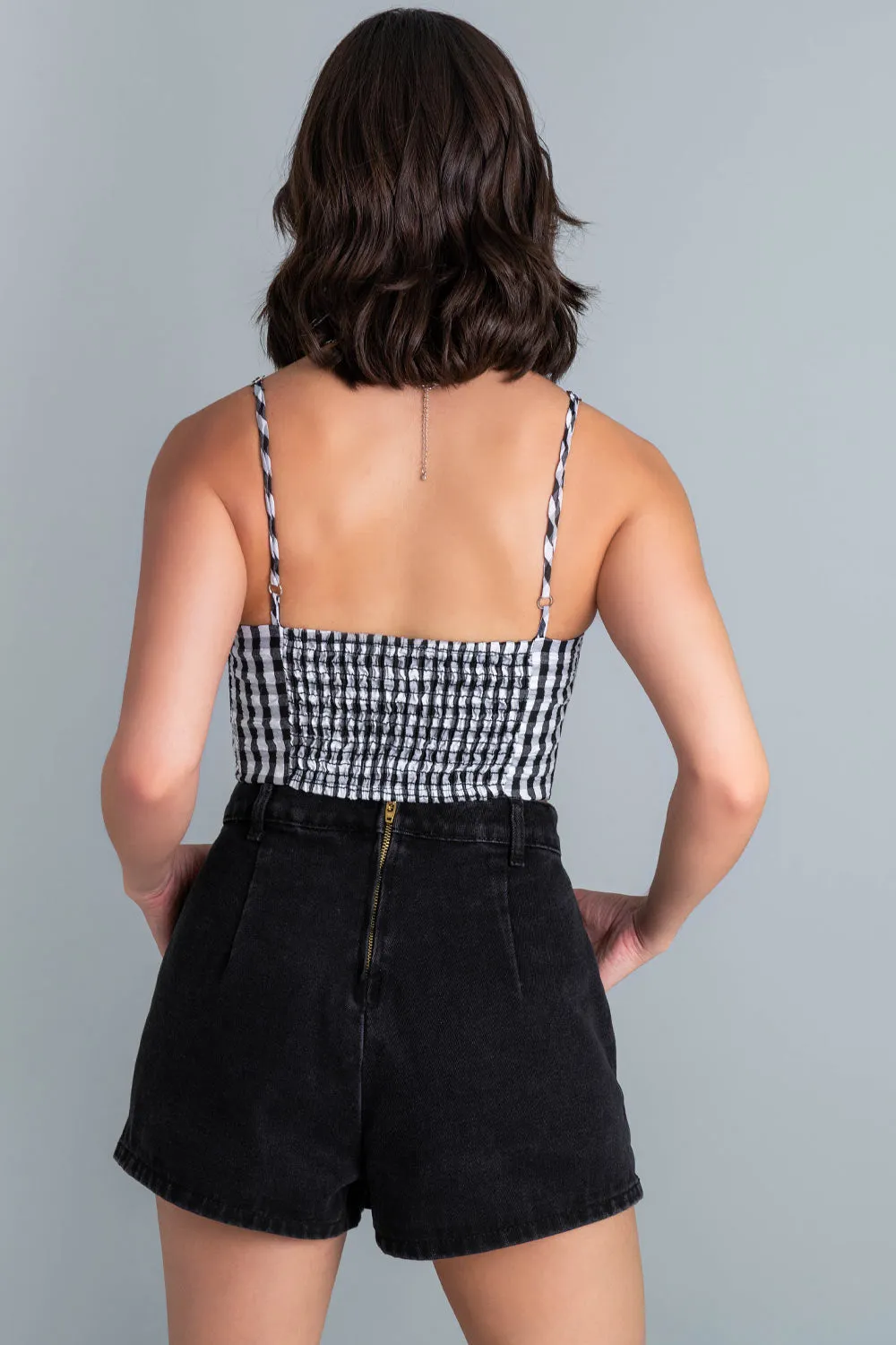 Top corset estampado cuadros con tirantes