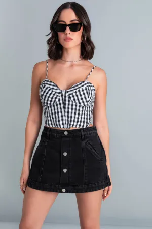 Top corset estampado cuadros con tirantes