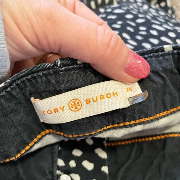 TORY BURCH Pants Black &amp; Off White skinny Jeans size 25