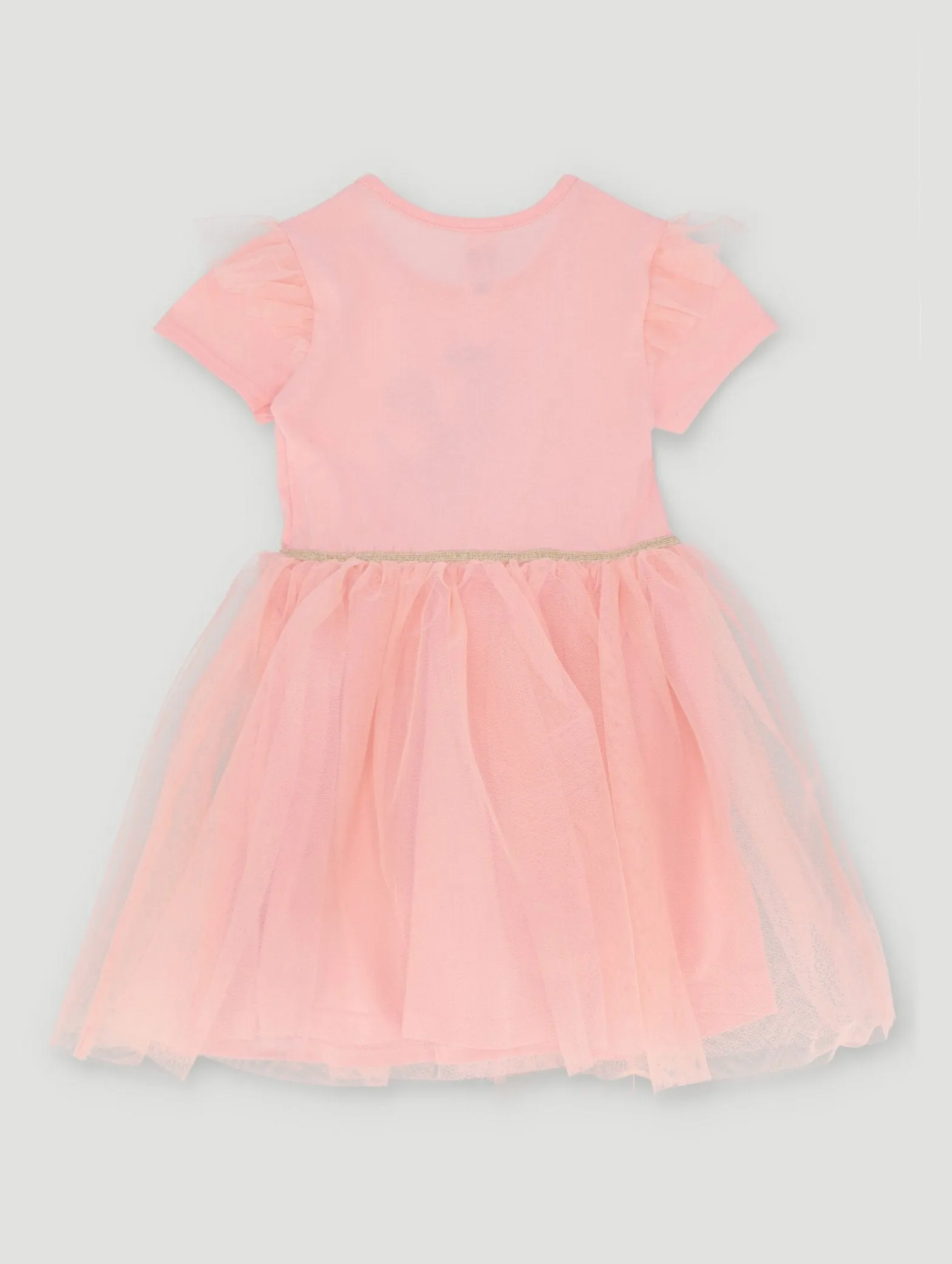 Tulle Party Dress With Rainbow Print - Pink