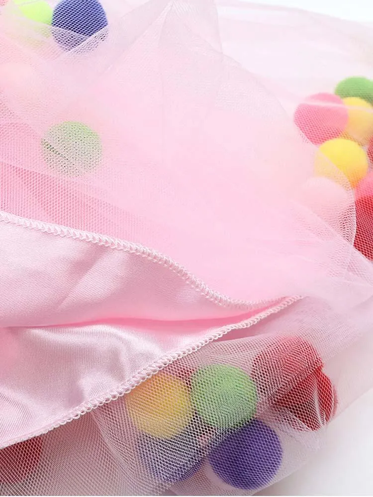 Tulle Pom Pom Tutu Girls Skirt