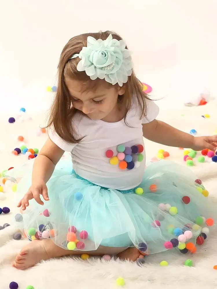 Tulle Pom Pom Tutu Girls Skirt