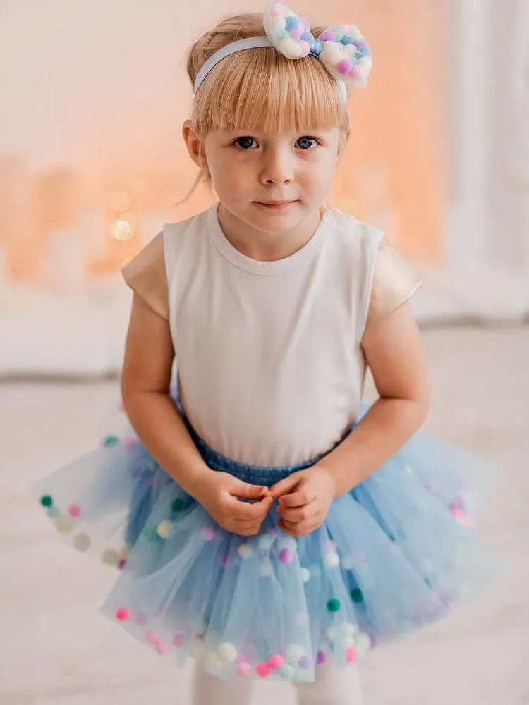 Tulle Pom Pom Tutu Girls Skirt
