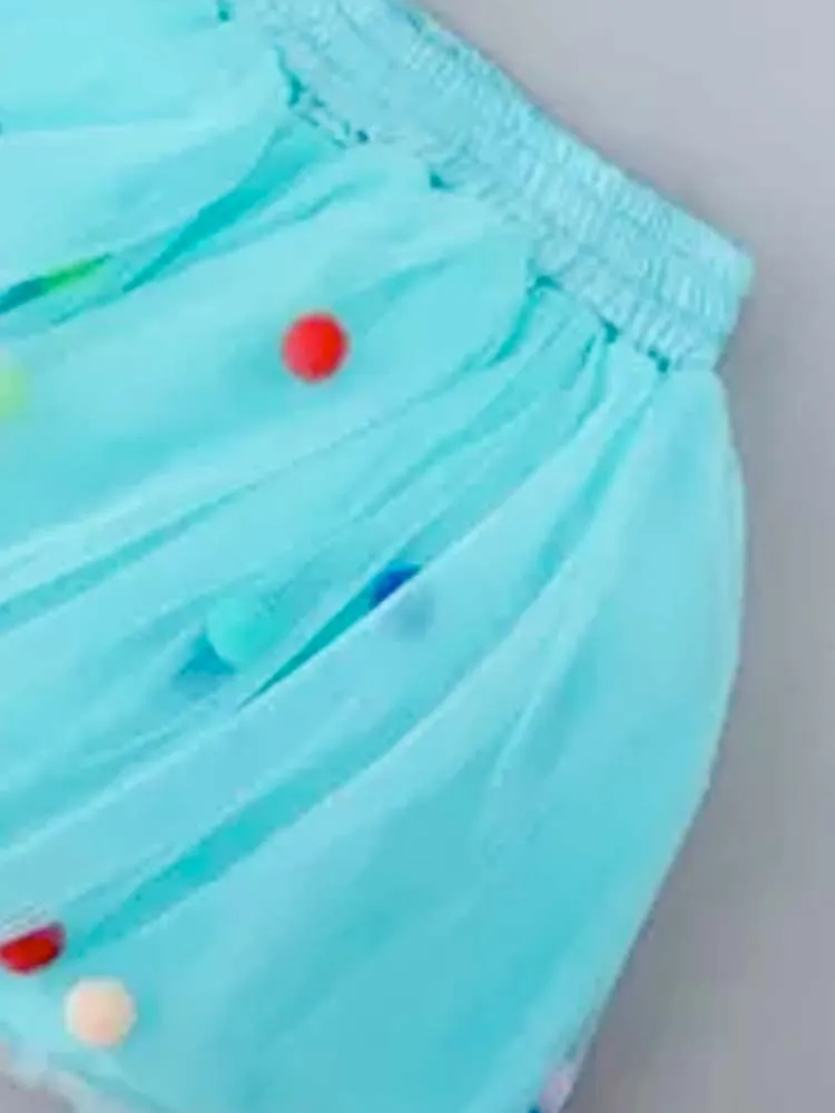 Tulle Pom Pom Tutu Girls Skirt