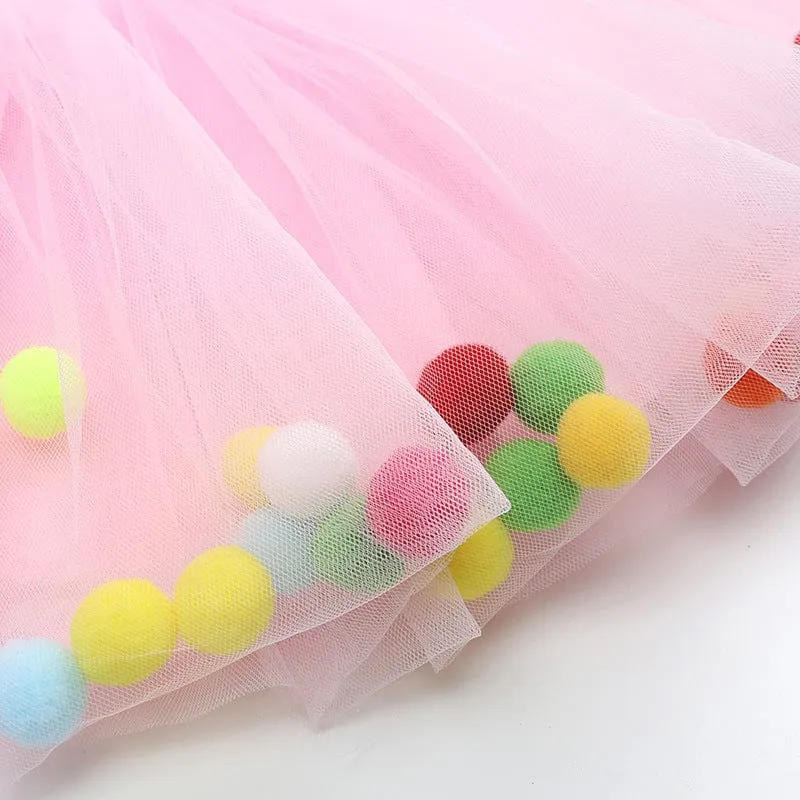 Tulle Pom Pom Tutu Girls Skirt