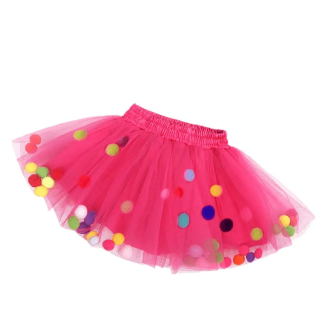 Tulle Pom Pom Tutu Girls Skirt