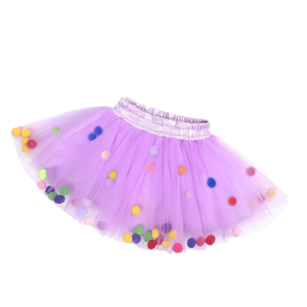 Tulle Pom Pom Tutu Girls Skirt