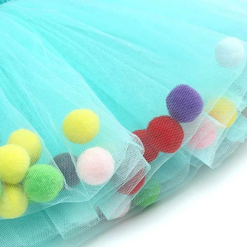 Tulle Pom Pom Tutu Girls Skirt