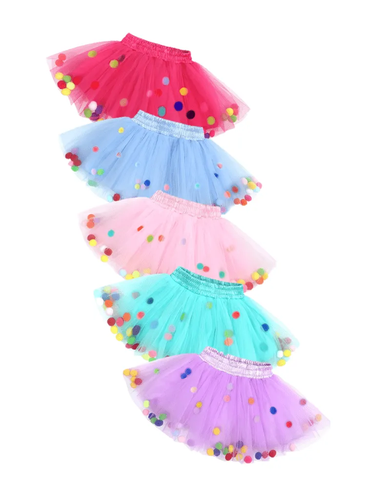 Tulle Pom Pom Tutu Girls Skirt