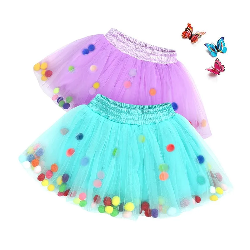 Tulle Pom Pom Tutu Girls Skirt