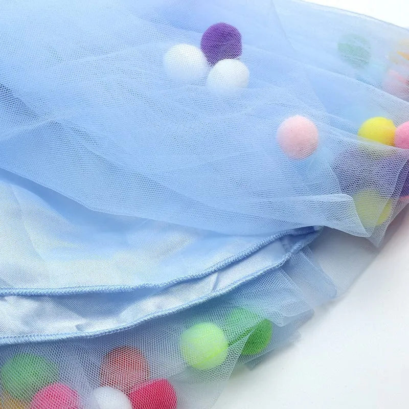 Tulle Pom Pom Tutu Girls Skirt