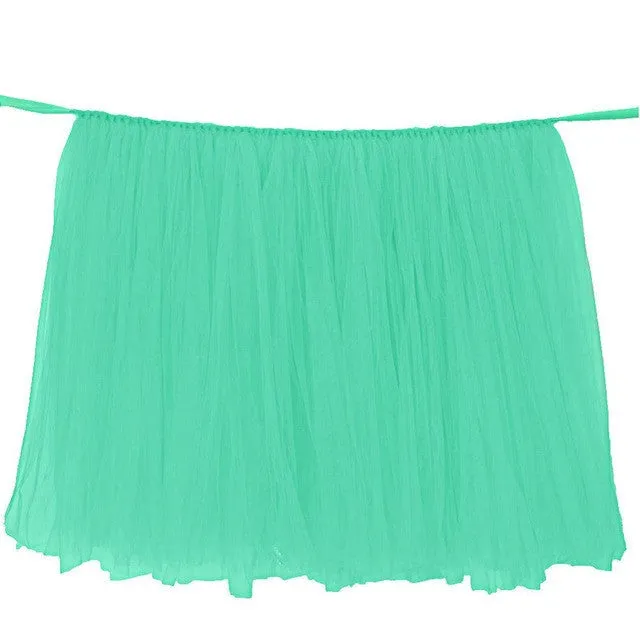 Tulle Table Skirt TUTU Tableware 100*80cm Customize Wedding Baby Shower Birthday Party Decor