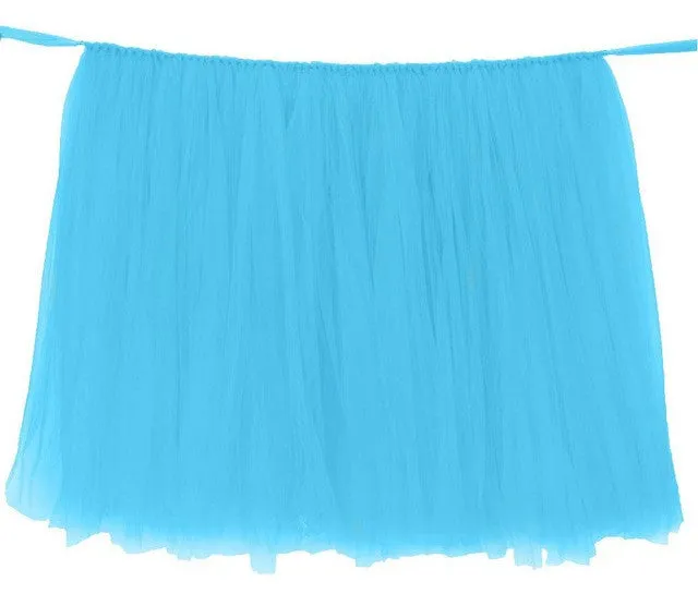 Tulle Table Skirt TUTU Tableware 100*80cm Customize Wedding Baby Shower Birthday Party Decor