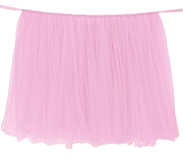 Tulle Table Skirt TUTU Tableware 100*80cm Customize Wedding Baby Shower Birthday Party Decor