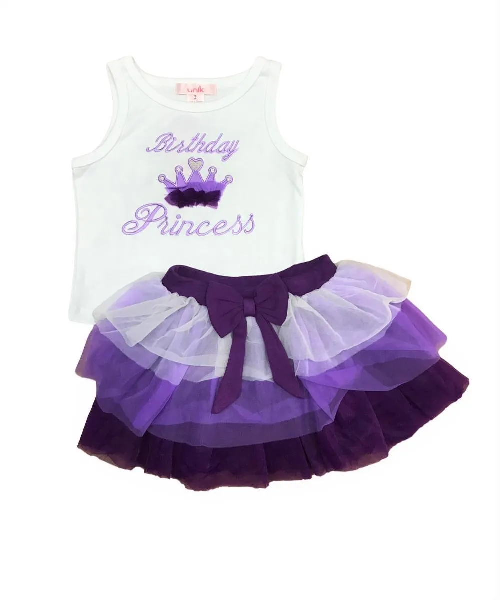 unik Girl Tulle Layered Birthday Princess Skirt Set size 2-8