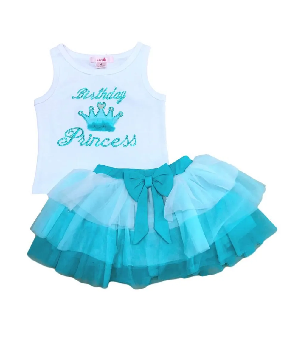 unik Girl Tulle Layered Birthday Princess Skirt Set size 2-8