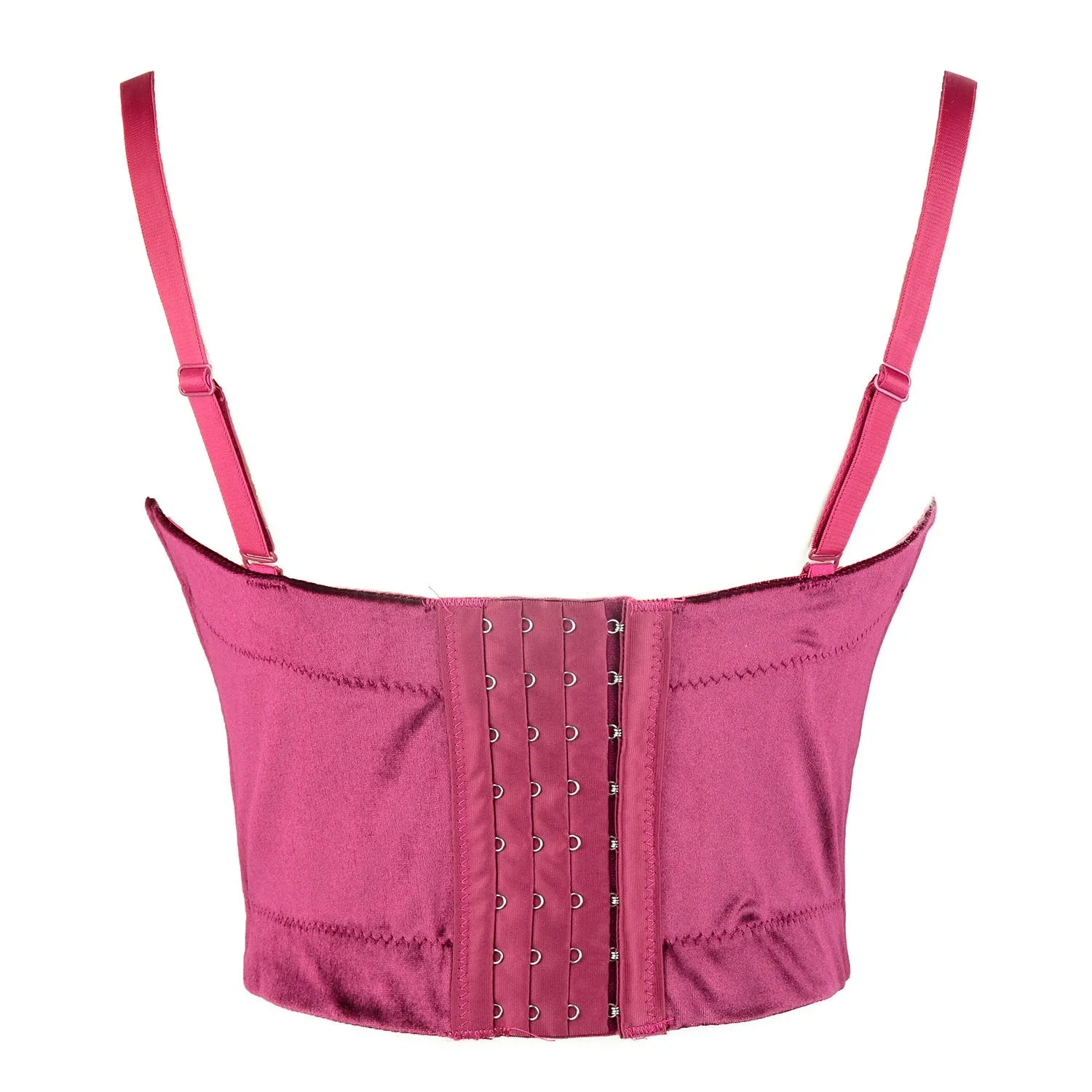 Velvet Soft Bustier Crop Top Push Up Women's Corset Top Bra Red